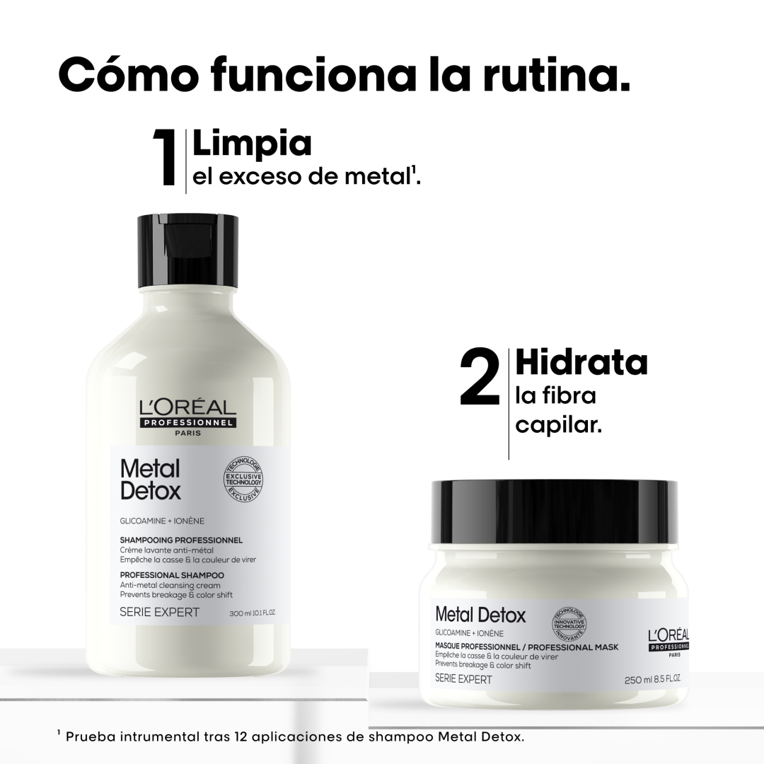 SET METAL DETOX PARA CABELLO DAÑADO Y CON COLOR SHAMPOO 300 ML + MÁSCARA 250 ML - Imagen 3